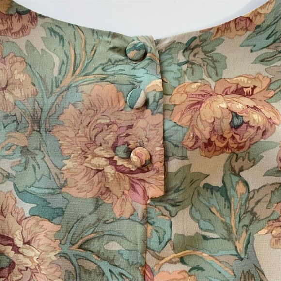 Talbots Women's Floral Silk Blouse Size 4 Multicolor Vintage Lightweight - Picture 3 of 6